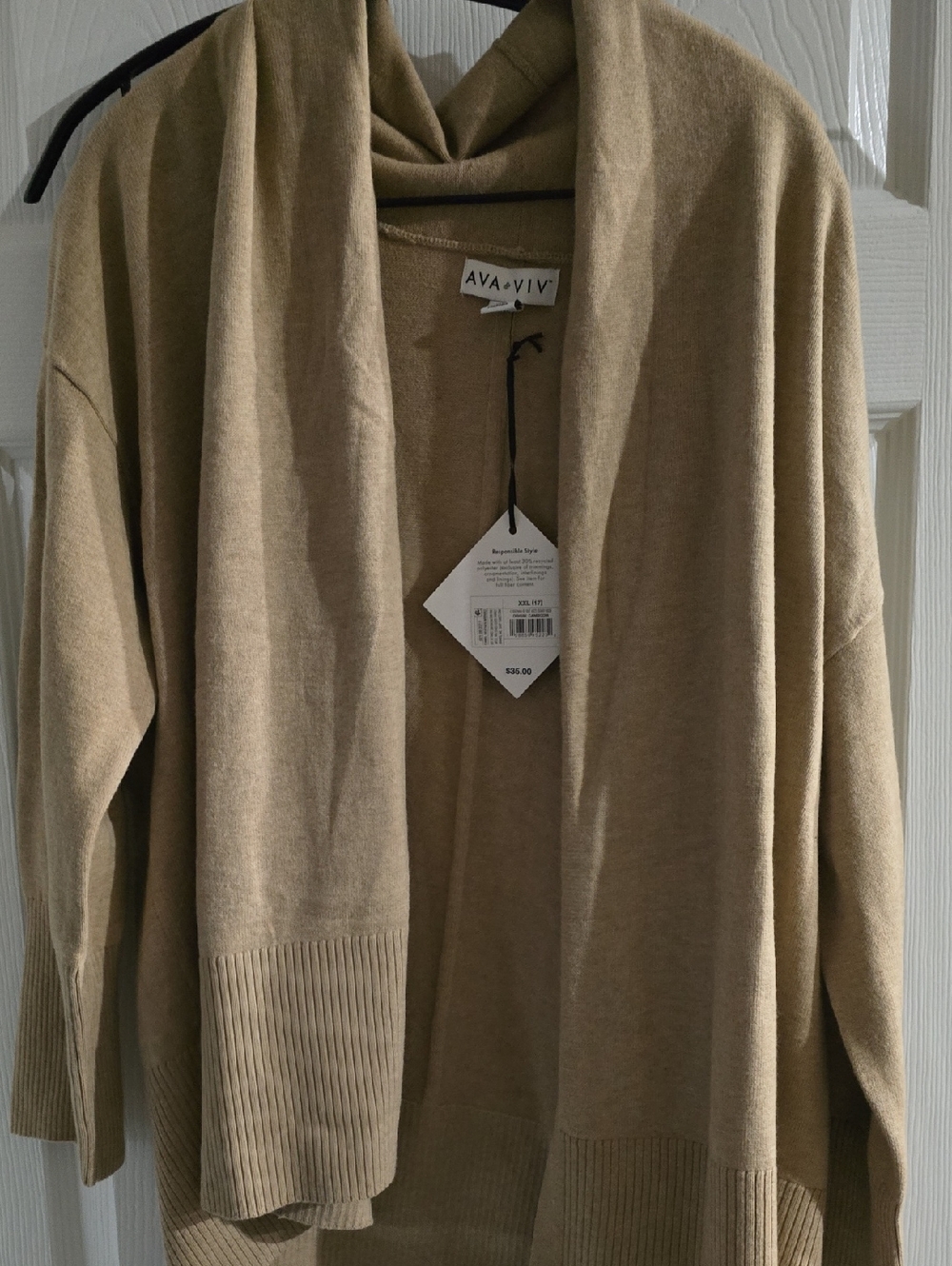 AVA & VIV Open Front Cardigan - Light Camel